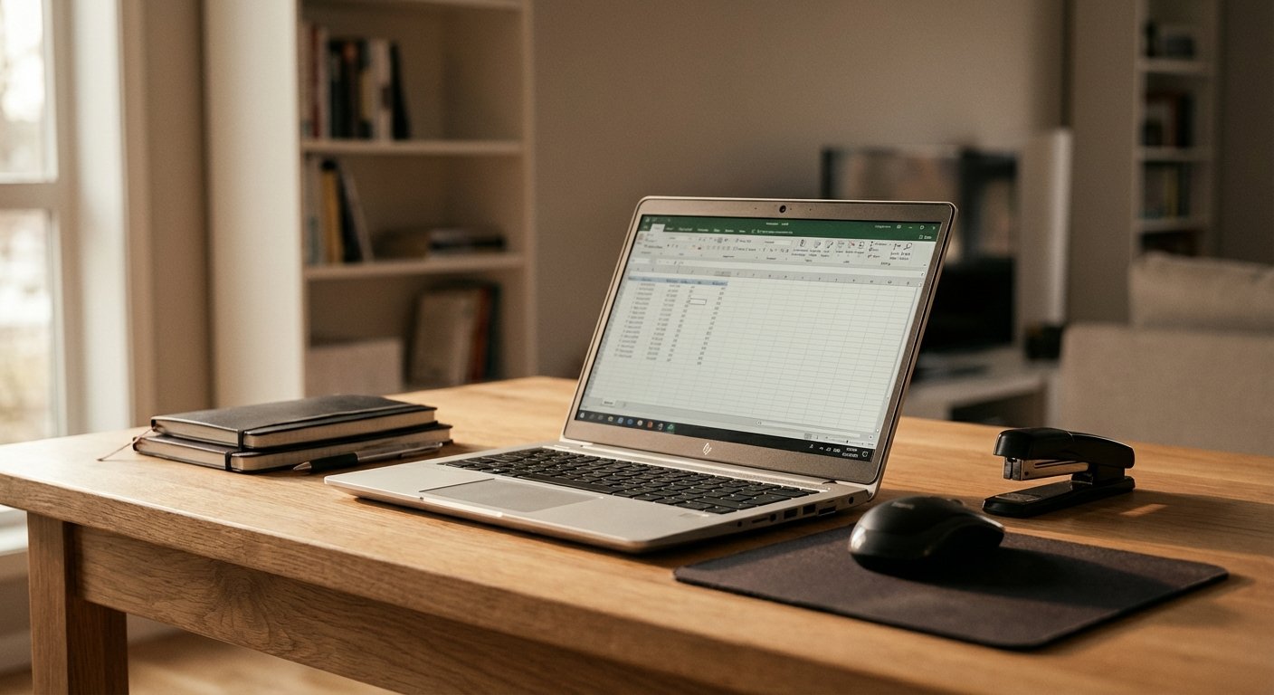 Student writing English essay on laptop at cluttered study desk