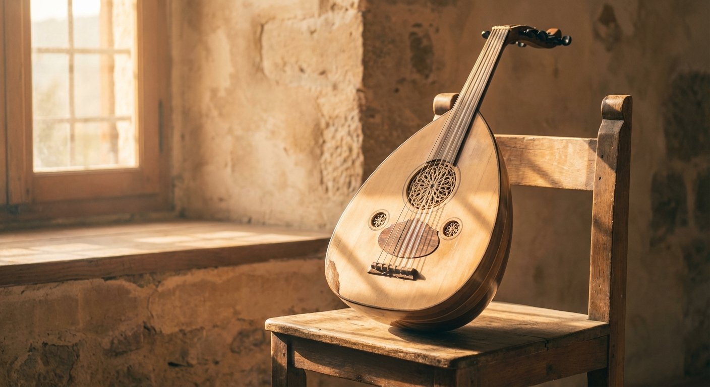 عود موضوع على الحائط في ديكور داخلي شرق أوسطي تقليدي دافئ